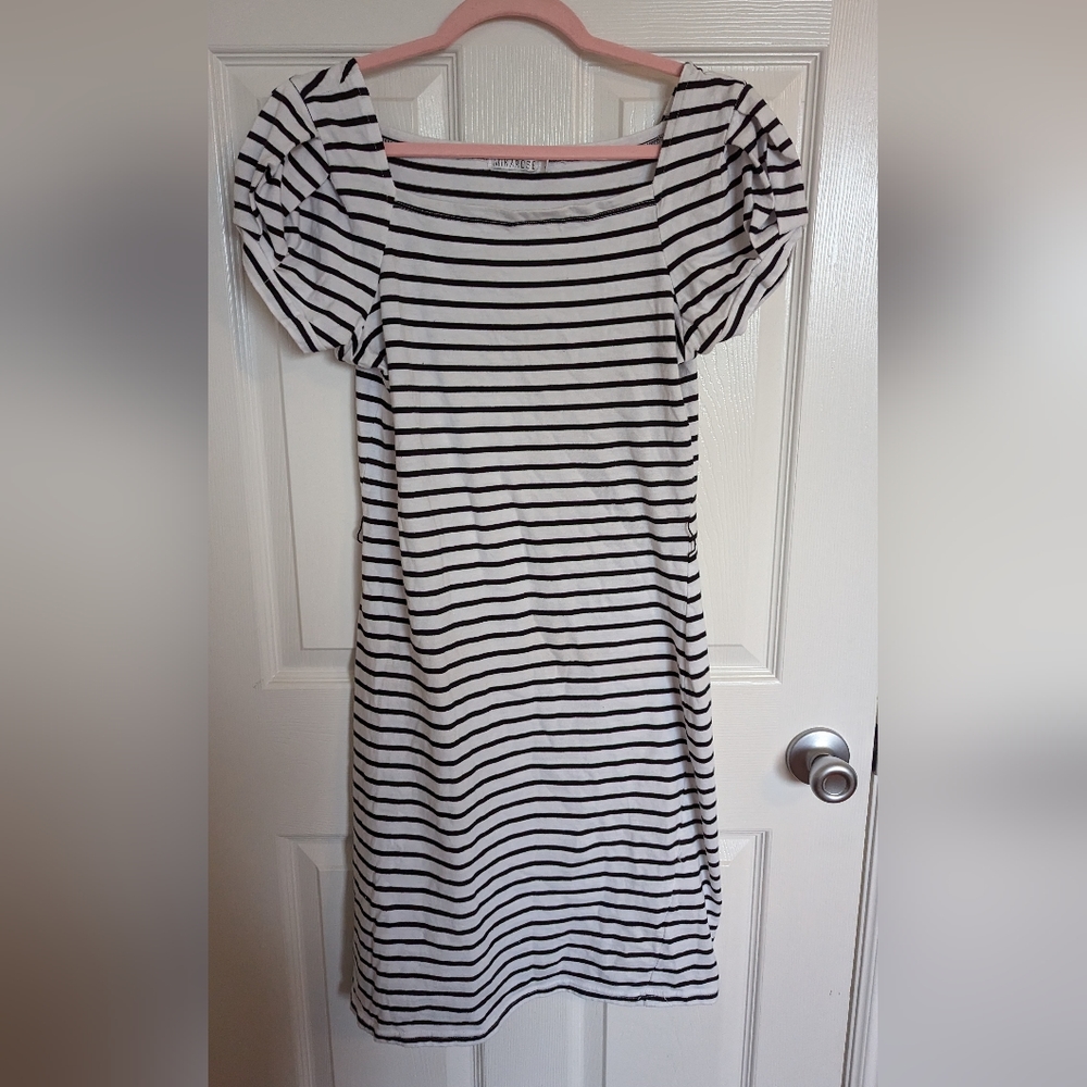 Mikarose Black and White Striped Dress